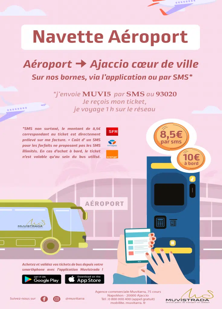 Flyer portant sur la navette Aéroport et Ajaccio Coeur de ville